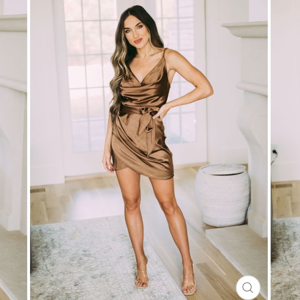These Three Boutique brown cowl neck dress